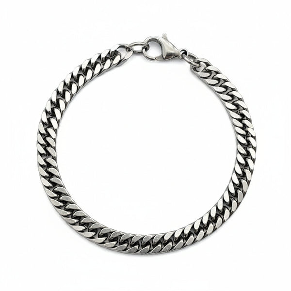 Bracciale Grumetta Piatta Unisex in Acciaio – Stile Industrial Minimal - regolabile