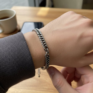 Bracciale Grumetta Piatta Unisex in Acciaio – Stile Industrial Minimal - regolabile