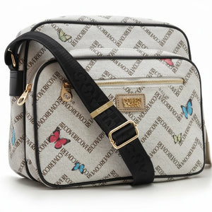 Borsa firmata COVERI ACTIVE 5 zip cerniere logata tracolla donna logo zip tracolla fantasia farfalle multi tasche