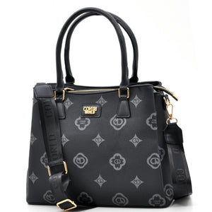 Borsa tote shopping firmata COVERI WORLD a tracolla elegante casual simil pelle logo fantasia