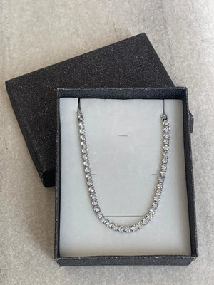 Girocollo Tennis "Punti Luce" in Acciaio Argento - Collana Elegante Regolabile