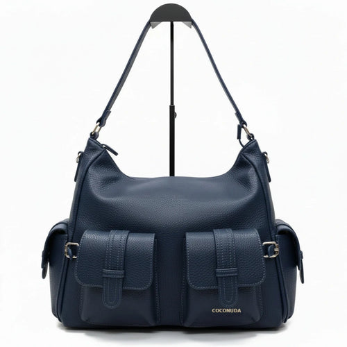 Borsa a sacco multi tasche firmato COCONUDA Colletion donna spalla a tracolla simil pelle