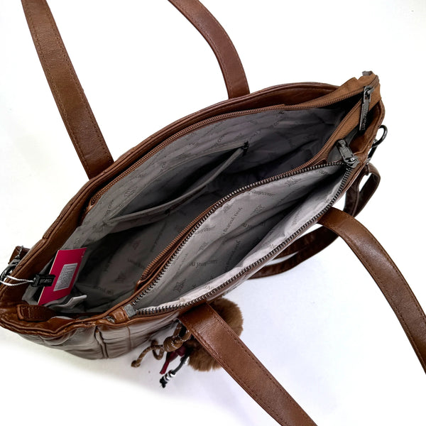 Borsa + OMAGGIO charms bauletto biker firmato YYCOVERI donna spalla a tracolla simil pelle trapuntata effetto lucido