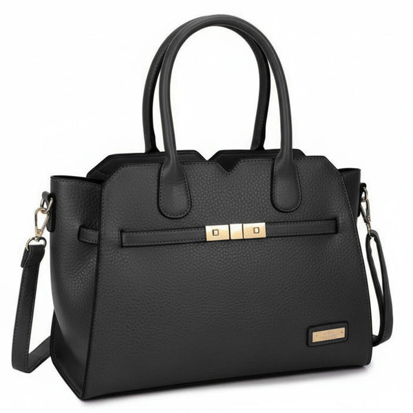 CHARRO - Borsa a bauletto trapezio semi rigida simil pelle con tracolla elegante casual