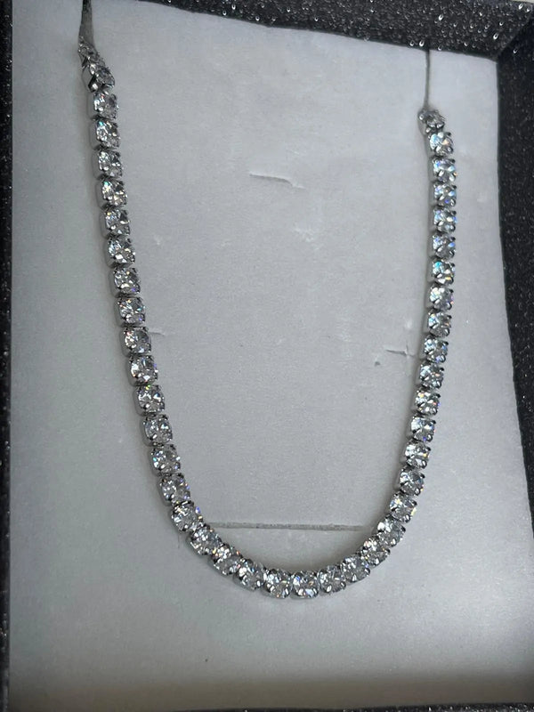Girocollo Tennis "Punti Luce" in Acciaio Argento - Collana Elegante Regolabile