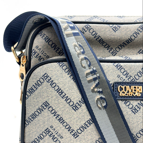 Borsa piccola molte tasche tracolla firmata COVERI ACTIVE in simil pelle pregiata zip fantasia logata originale