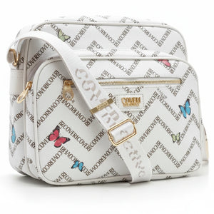 Borsa firmata COVERI ACTIVE 5 zip cerniere logata tracolla donna logo zip tracolla fantasia farfalle multi tasche