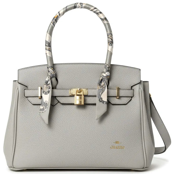 CHARRO - Borsa firmata a spalla Mano con Foulard e Lucchetto simil pelle martellata