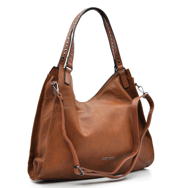 Borsa a sacco firmato SWEET YEARS Colletion donna spalla a tracolla simil pelle shopping borchie