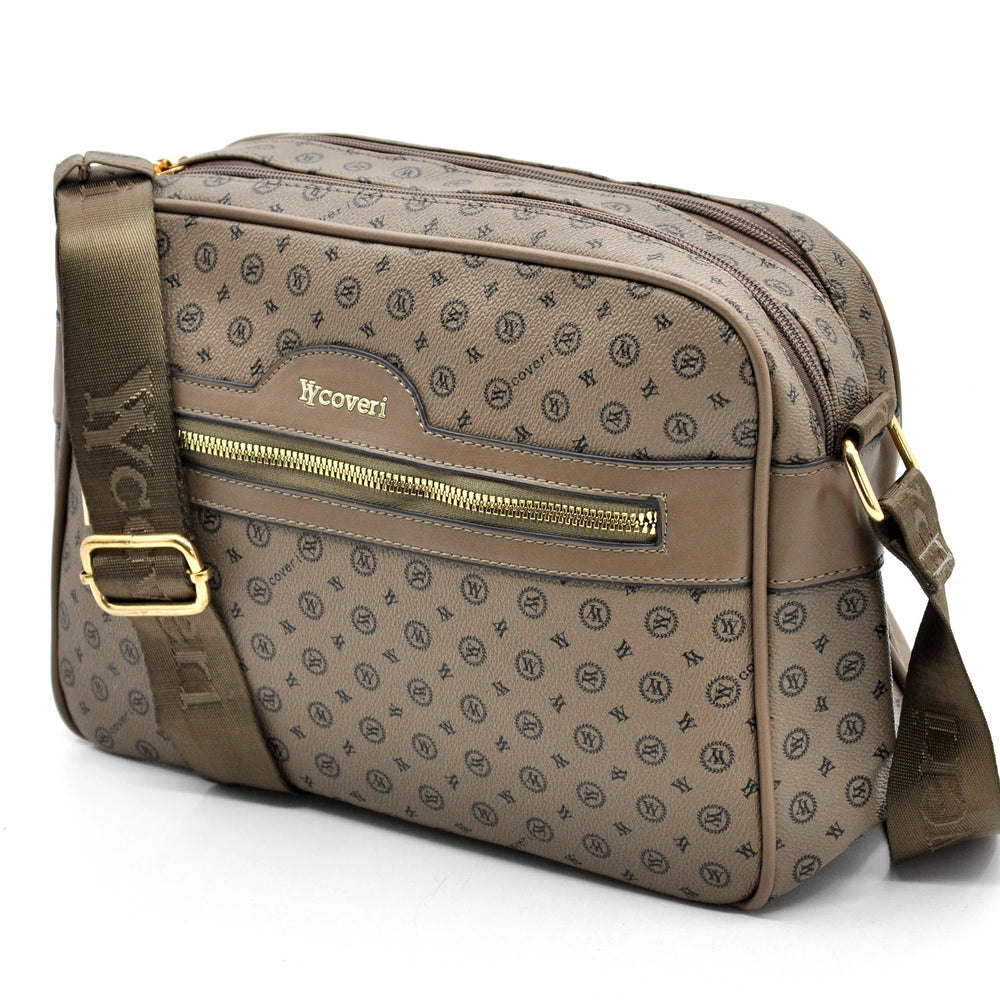 Borsa Firmata YYCOVERI multi tasche new nera Donna fantasia logo Zip Tracolla