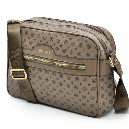 Borsa Firmata YYCOVERI multi tasche new nera Donna fantasia logo Zip Tracolla