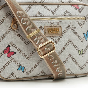 Borsa firmata COVERI ACTIVE 5 zip cerniere logata tracolla donna logo zip tracolla fantasia farfalle multi tasche