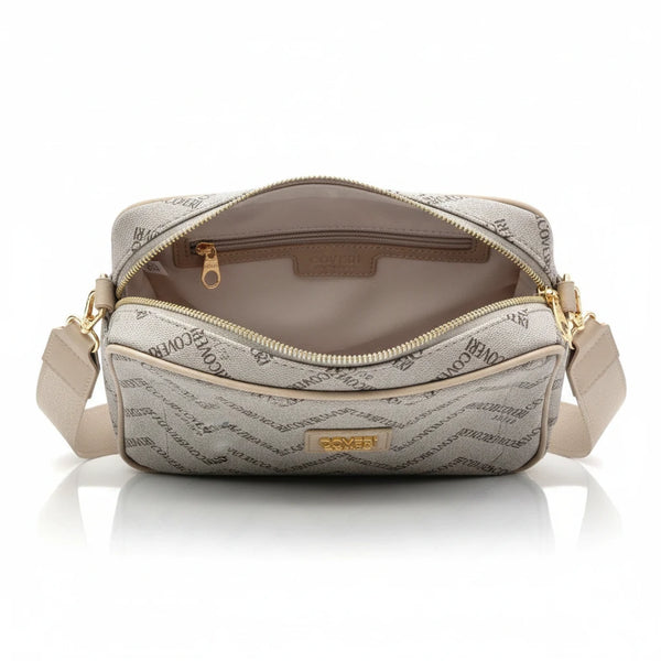 Borsa firmata COVERI ACTIVE 5 zip cerniere logata tracolla donna logo zip tracolla fantasia farfalle multi tasche