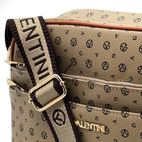 Borsa 4 cerniere firmata VALENTINI multitasche capiente donna tracolla fantasia logo grande