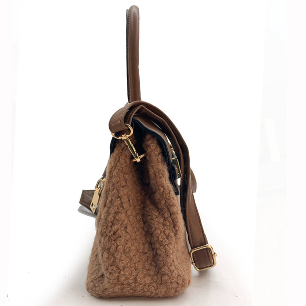 Borsa La Clary pelosa pelo eco pelliccia elegante bauletto nuova spalla tracolla