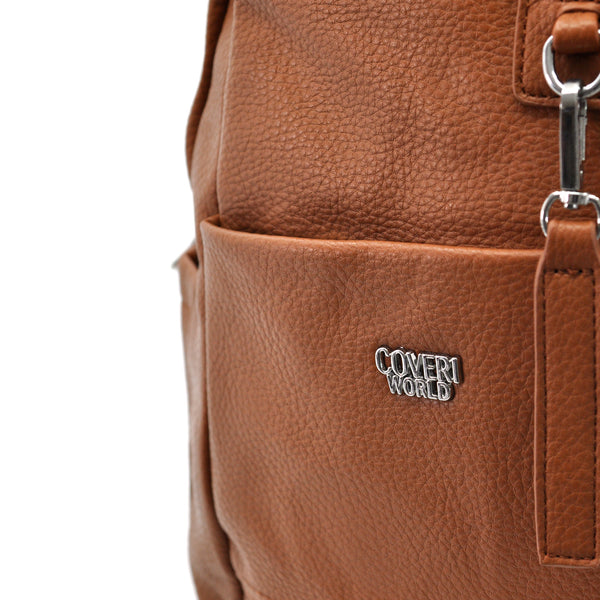 Zaino in eco Pelle Coveri World - Elegante e Resistente, Donna , Zaino Casual con Tasca Frontale con Zip e Tasche Laterali, Perfetto per Uso Quotidiano e Lavoro