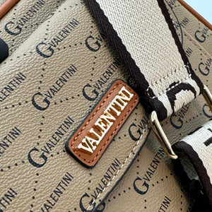 Borsa firmata G. Valentini donna tracolla fantasia scritte colorata tasche moda