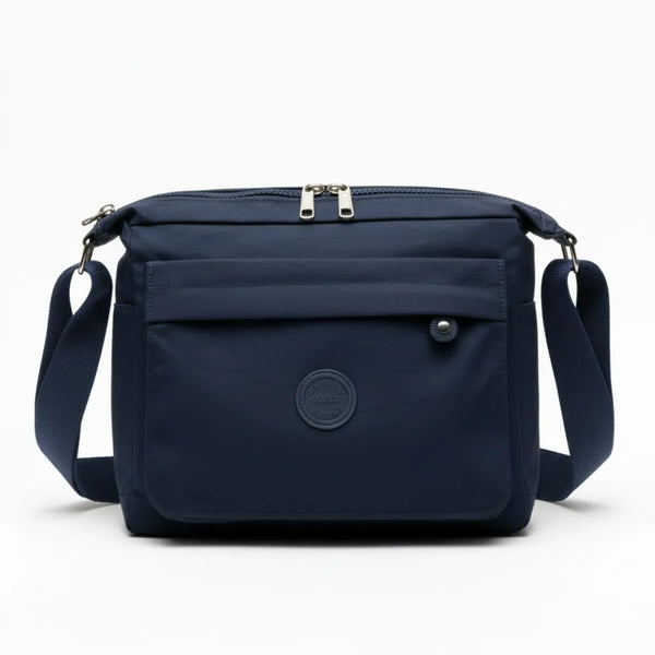 Borsa Tracolla Donna in Nylon Beige Multitasche. Impermeabile e Leggera con Cinghia Regolabile. Modello Postina Casual per Viaggio e Uso Quotidiano