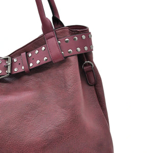 Borsa a sacco shopping firmato SWEET YEARS donna spalla a tracolla simil pelle shopping borchie cintura