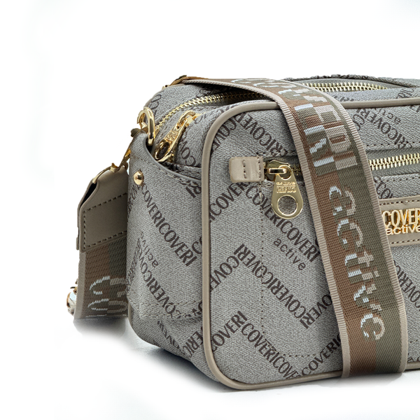 Borsa firmata Coveri active borsetta donna logo zip tracolla fantasia piccola