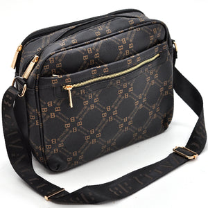 Borsa firmata B. Cavalli grande 5 tasche con zip capiente e comoda a tracolla fantasia logo