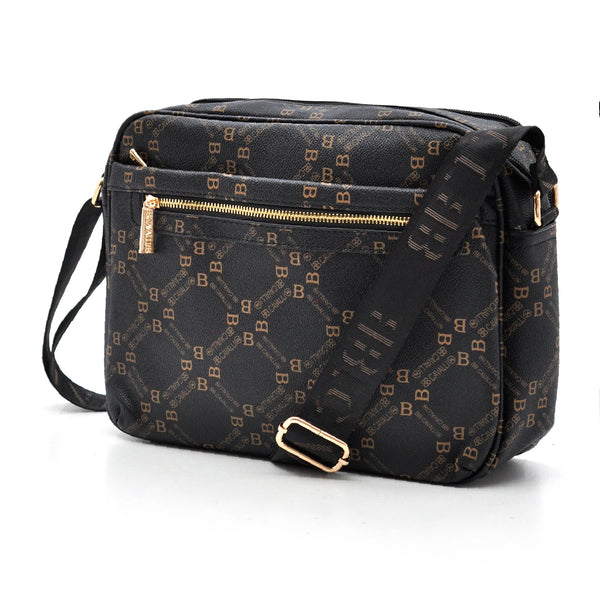 Borsa firmata B. Cavalli grande 5 tasche con zip capiente e comoda a tracolla fantasia logo