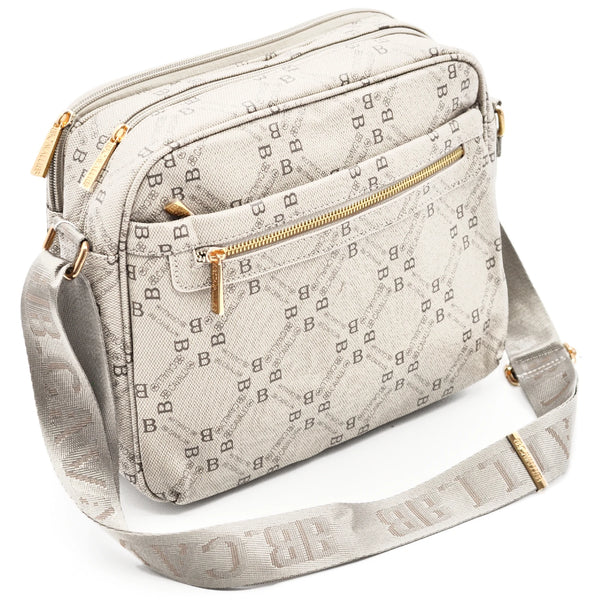 Borsa firmata B. Cavalli grande 5 tasche con zip capiente e comoda a tracolla fantasia logo