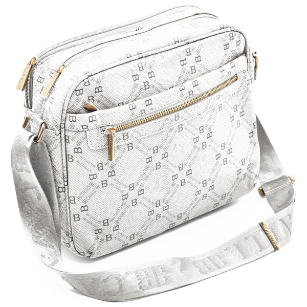 Borsa firmata B. Cavalli grande 5 tasche con zip capiente e comoda a tracolla fantasia logo