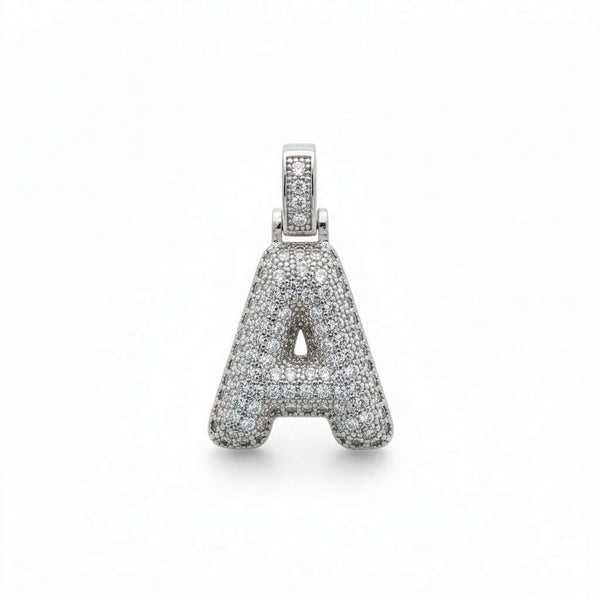 BUNDLE SET Collana a Corda "Frontal Lock" moschettone + 1 Ciondolo Lettera Iniziale "Balloon" con Pavé di Zirconi