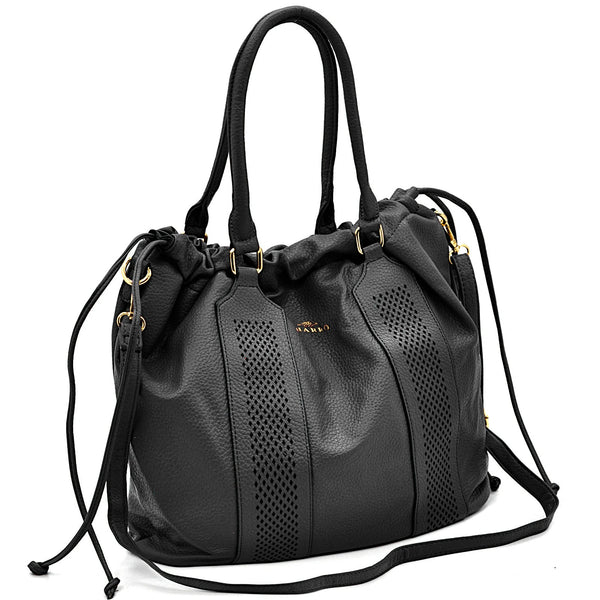 CHARRO - Borsa 2in1 trasformabile multitasche firmata giornaliera capiente simil pelle forata shopping secchio