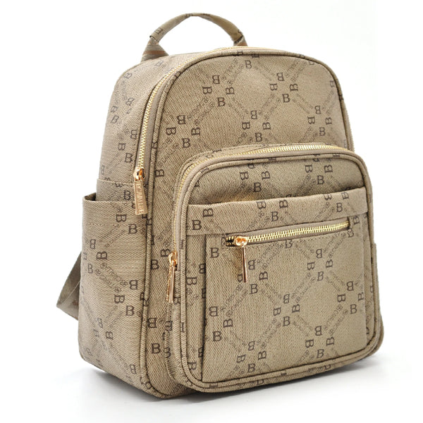 Zaino donna zainetto firmato B. Cavalli grande 4 tasche con zip capiente e comoda fantasia logo