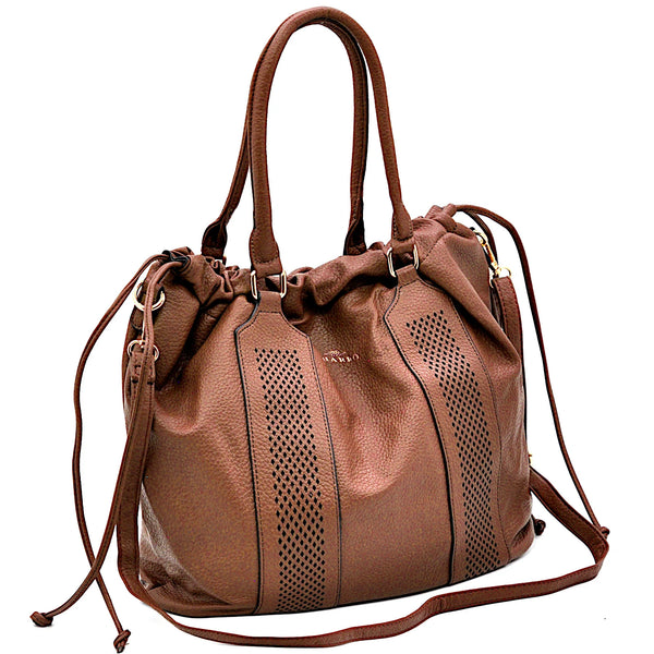 CHARRO - Borsa 2in1 trasformabile multitasche firmata giornaliera capiente simil pelle forata shopping secchio