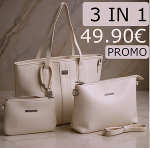 BACI & ABBRACCI borsa + borsetta + portamonete set 3 pezzi fantasia logo GM shopping spalla donna tracolla
