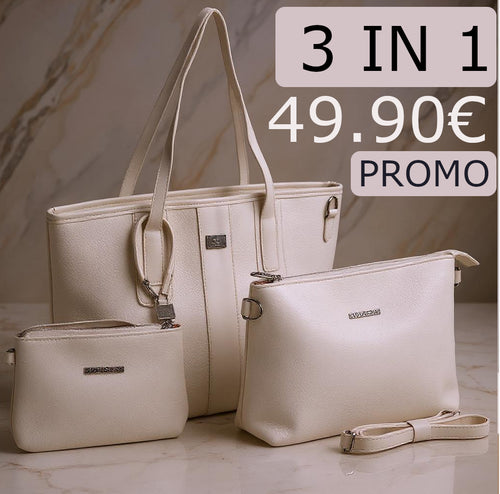BACI & ABBRACCI borsa + borsetta + portamonete set 3 pezzi fantasia logo GM shopping spalla donna tracolla
