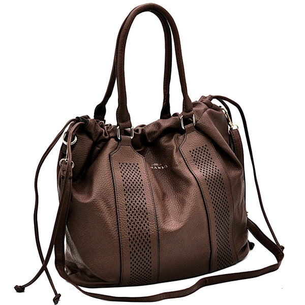 CHARRO - Borsa 2in1 trasformabile multitasche firmata giornaliera capiente simil pelle forata shopping secchio