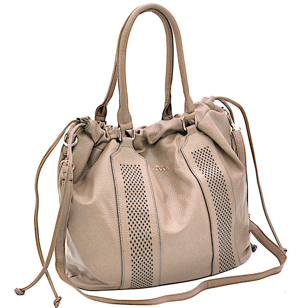 CHARRO - Borsa 2in1 trasformabile multitasche firmata giornaliera capiente simil pelle forata shopping secchio