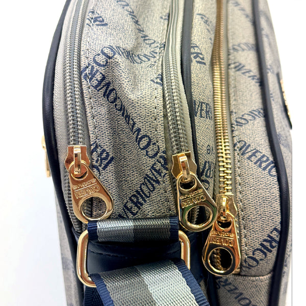 Borsa piccola molte tasche tracolla firmata COVERI ACTIVE in simil pelle pregiata zip fantasia logata originale