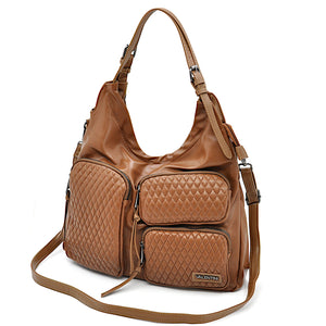 VALENTINI GINO - Borsa multitasche firmata giornaliera elegante 3 zip capiente sacco hobo spalla