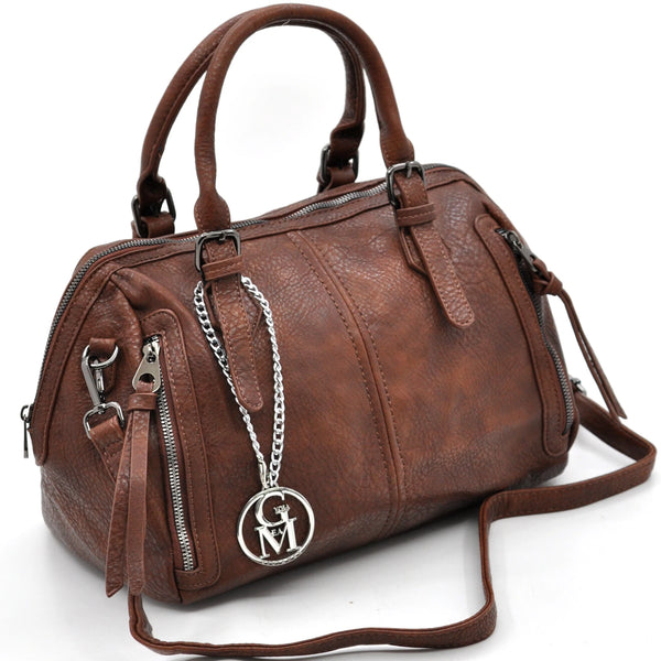 L'ARRACINA - Borsa a bauletto  firmata GYOIAMEA a mano tracolla casual simil pelle martellata venata