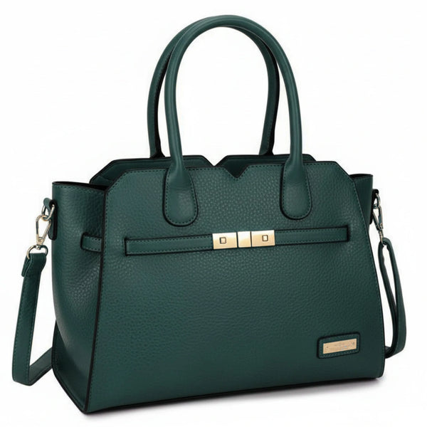 CHARRO - Borsa a bauletto trapezio semi rigida simil pelle con tracolla elegante casual