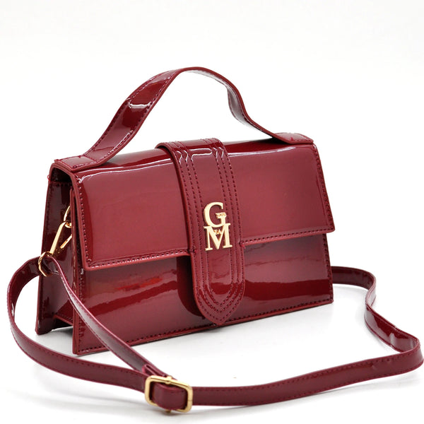 La Mattea - Borsetta firmata Gyoiamea simil pelle lucida vernice tracolla elegante casual