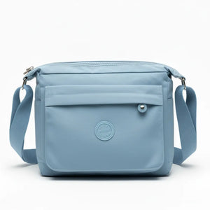 Borsa Tracolla Donna in Nylon Beige Multitasche. Impermeabile e Leggera con Cinghia Regolabile. Modello Postina Casual per Viaggio e Uso Quotidiano