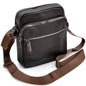 Borsello Uomo firmato Gyoiamea Tracolla tasche zip vera Pelle Lavoro Vintage Grande marrone nero