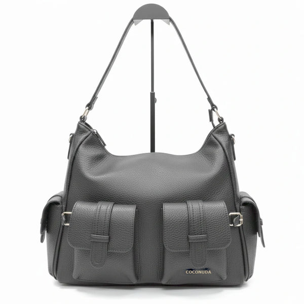 Borsa a sacco multi tasche firmato COCONUDA Colletion donna spalla a tracolla simil pelle