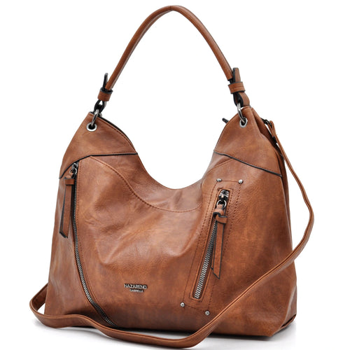 Borsa a sacco firmato da Nazareno Gabrielli Colletion donna spalla a tracolla simil pelle zip frontali