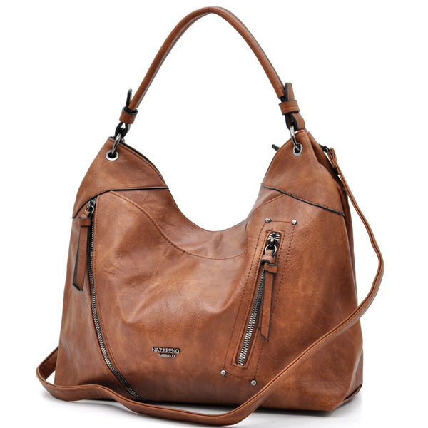 Borsa a sacco firmato da Nazareno Gabrielli Colletion donna spalla a tracolla simil pelle zip frontali