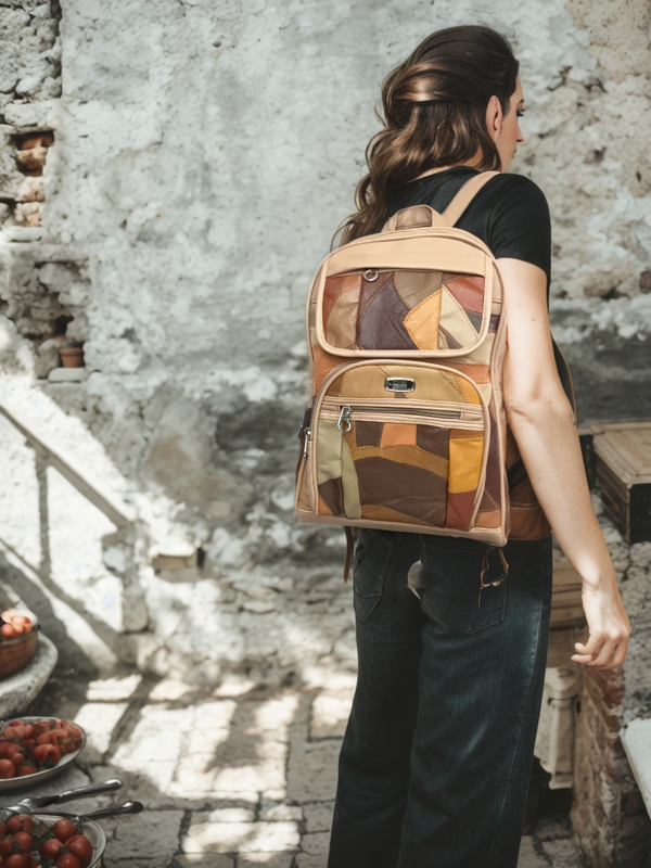 Zaino firmata COVERI ACTIVE vera pelle donna multi tasche