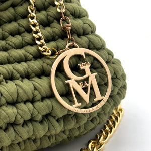 La Giusy - Borsa clutch bag firmata fatta a mano borsetta chiusura a molla uncinetto fettuccia