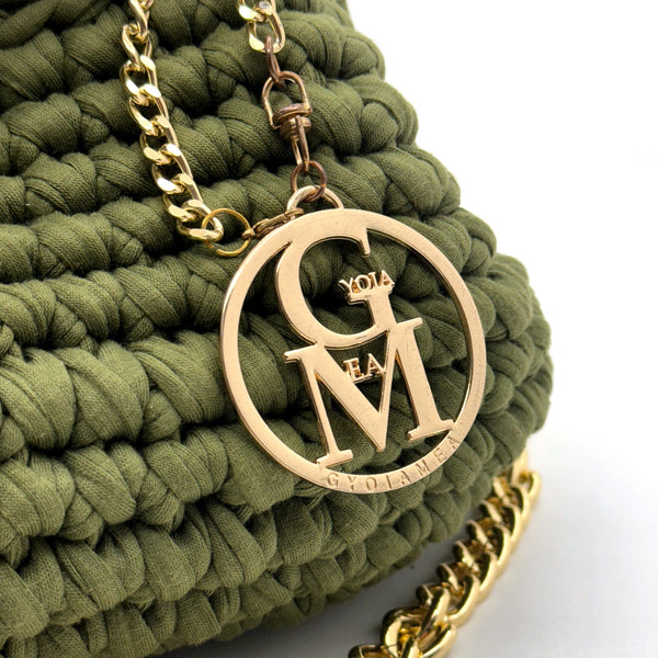 La Giusy - Borsa clutch bag firmata fatta a mano borsetta chiusura a molla uncinetto fettuccia