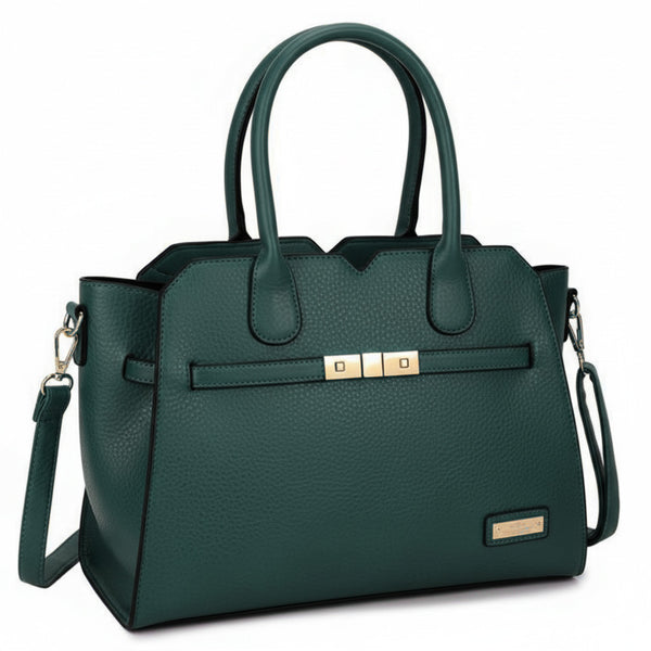 CHARRO - Borsa a bauletto trapezio semi rigida simil pelle con tracolla elegante casual